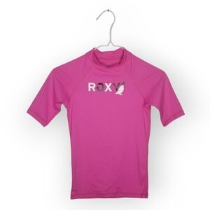 Roxy swim shirt rashguard pink short sleeves girl's size 12